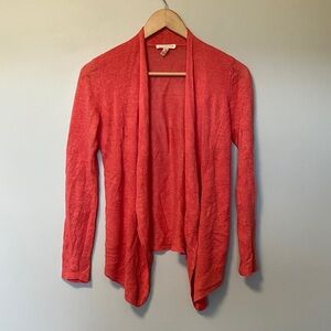 Lightweight Coral 100% Organic Linen Open-Front Women's Cardigan